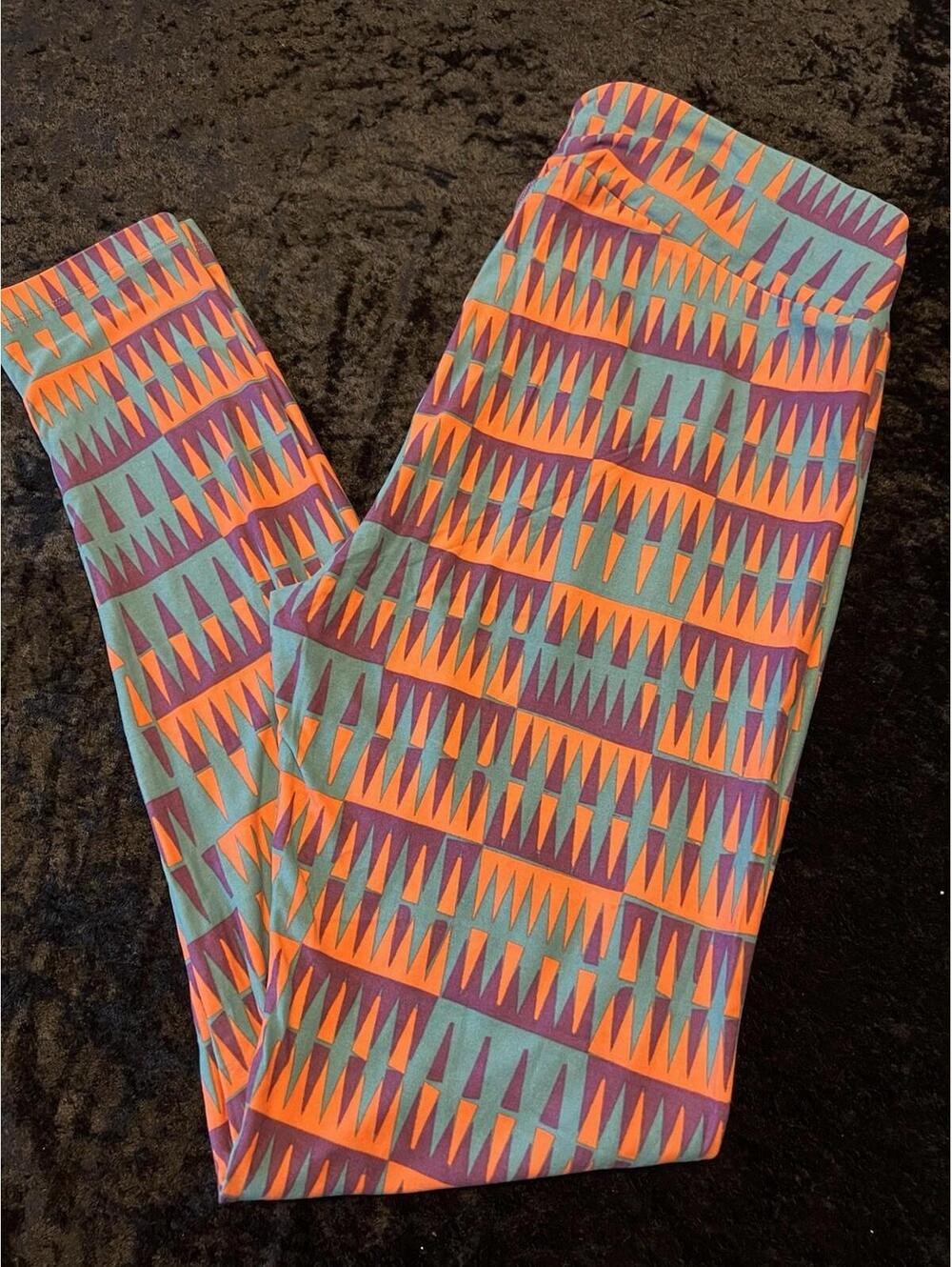 LuLaRoe Leggings Tall & Curvy TC Purple Pink Blue Green Triangle High Rise NWOT